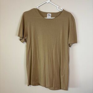 Zara Men's Short Sleeve Tan Tee